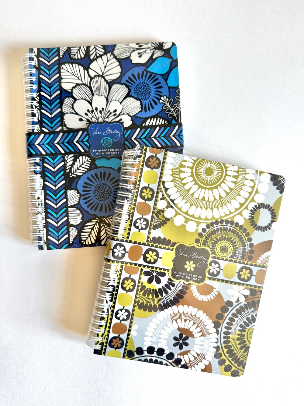 Vera Bradley Mini Notebook Set of 2 Retired Blue Bayou Cocoa Moss New Sealed HTF